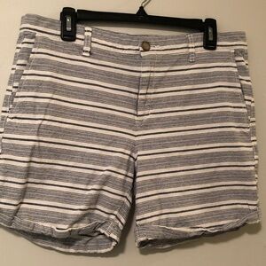 GAP Women's Striped Cotton Shorts in White and Navy